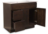 36" Vanity Espresso (Without sink and countertop) Right or Left Sides Drawers - ZCBuildingSupply